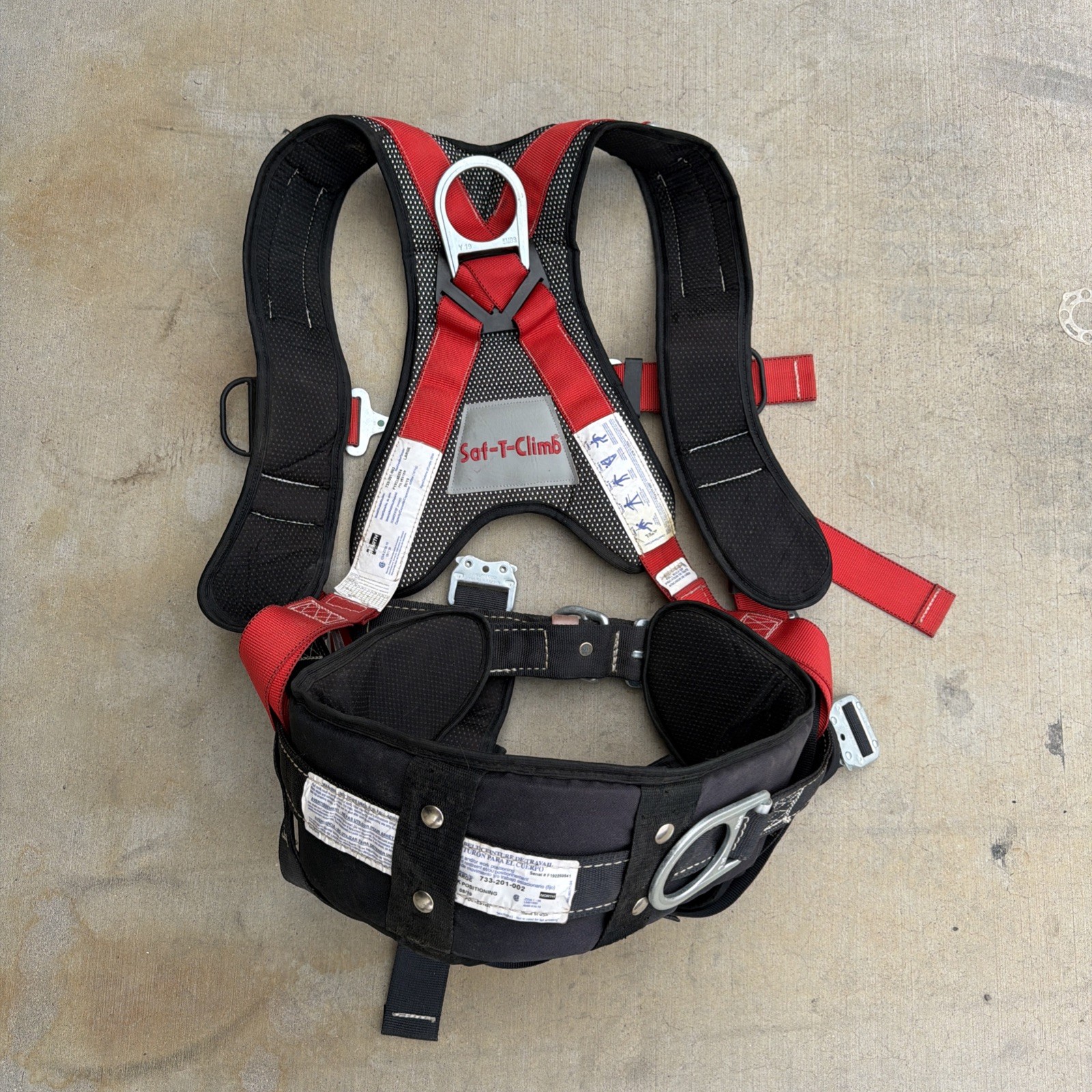North Saf- T- Climb Harness Used size Large 733-201-002