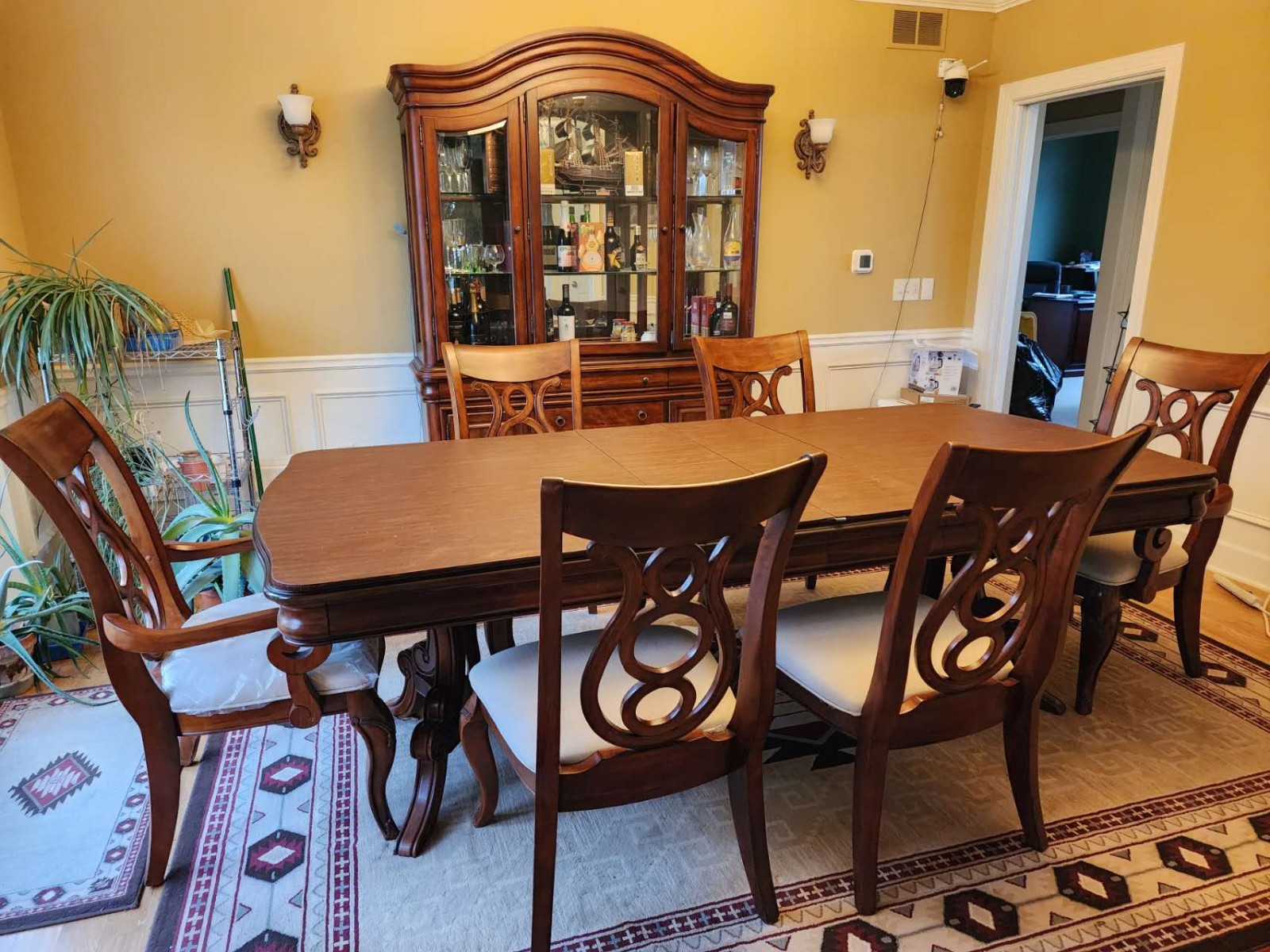 Dining Room Table, 6 Chairs, and China Closet