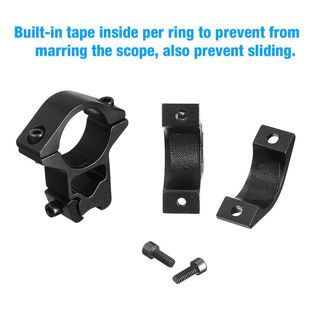 2Pcs 1 inch Diameter 11mm 3/8" High Profile See-Thru Dovetail Scope Ring Mounts