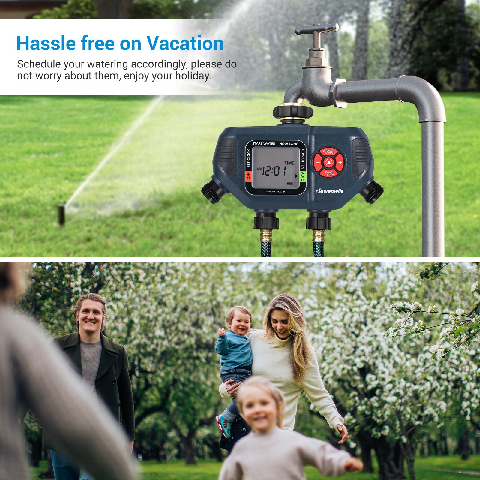 Programmable Water Hose Sprinkler Timer 4 Zone Garden Drip Irrigation Timer