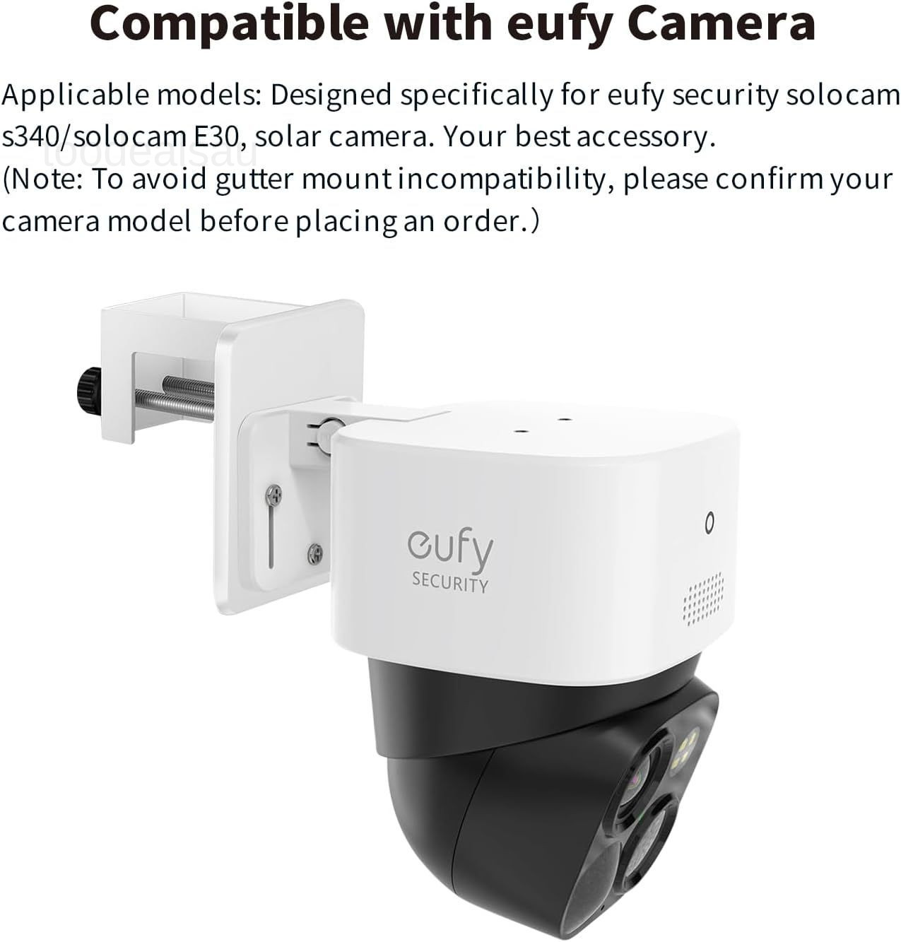 1-Pack, White - Gutter Mount Bracket Compatible with Eufy Security SoloCam S340.