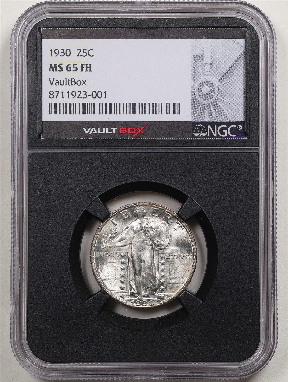 1930 25C Standing Liberty Quarter MS65FH NGC 8711923-001 VaultBox