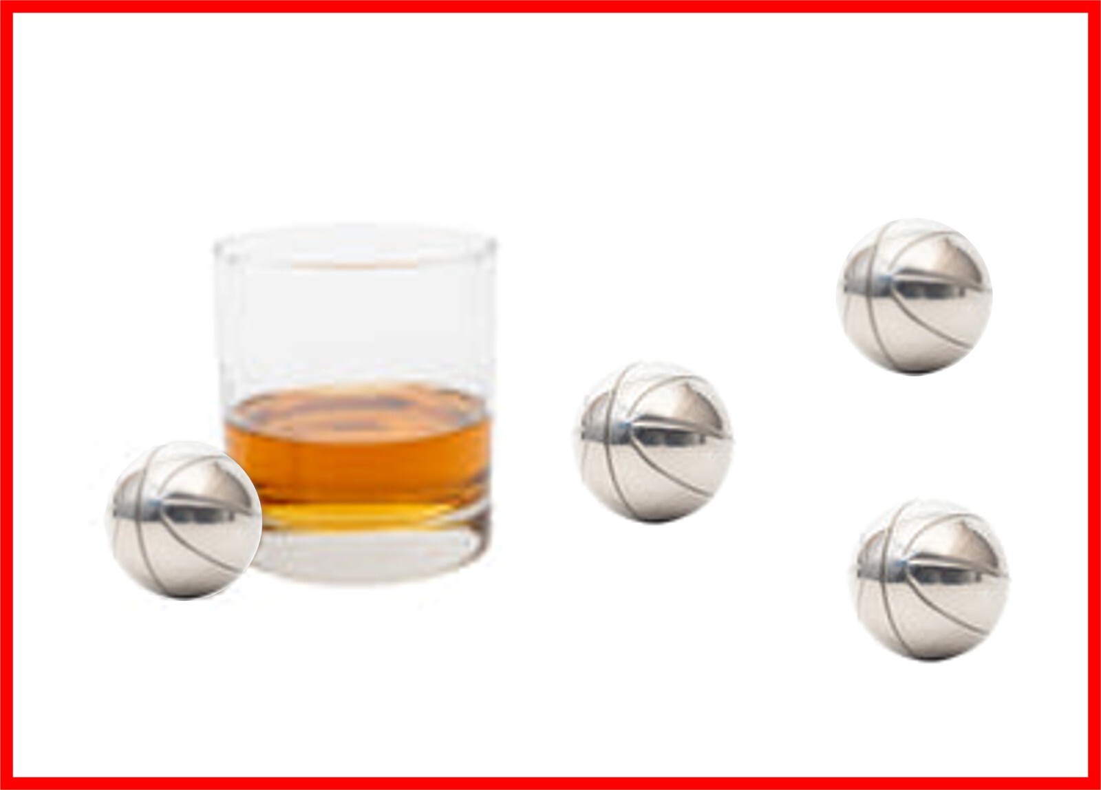 Stainless Steel Whiskey Freezer Balls - Reusable Ice Cubes - NIB - Basketballs