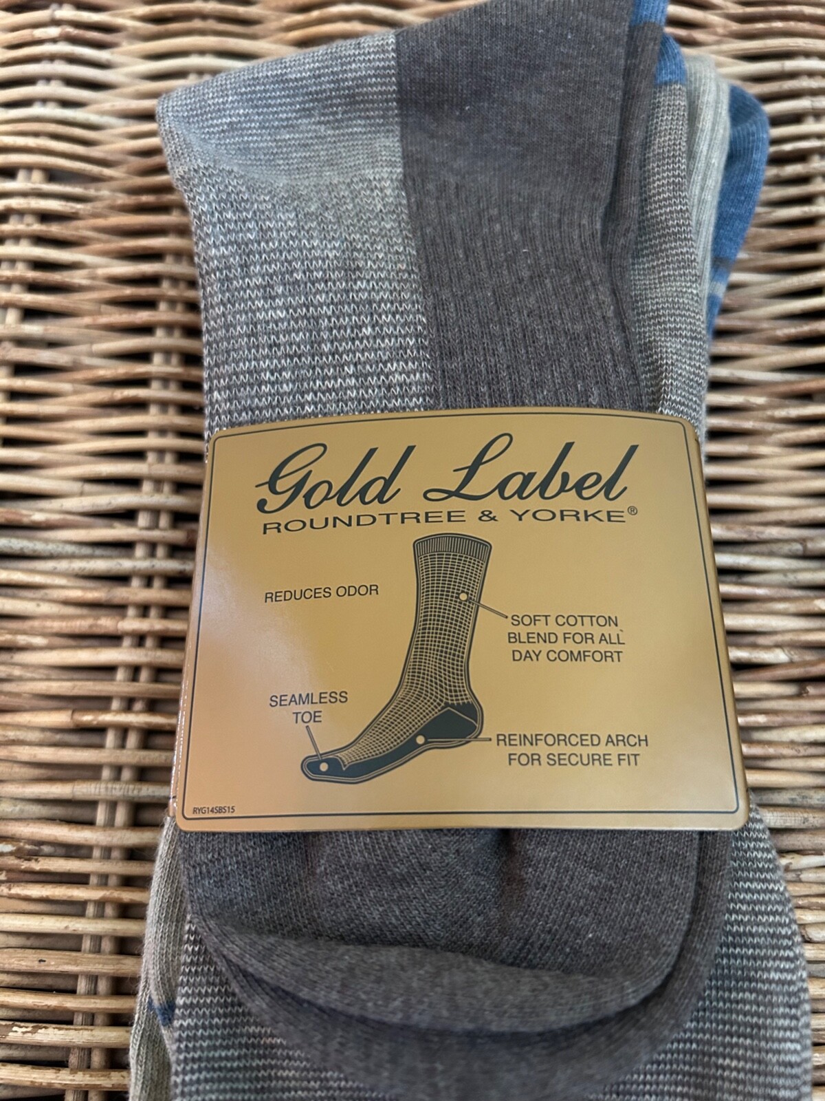 NWT's Roundtree & Yorke Gold Label Brown Multicolor Mens Cotton Socks 3-Pack