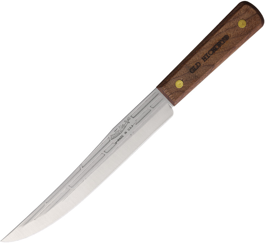 Old Hickory Slicing Tan Wood Carbon Steel Clip Point Fixed Blade Knife 758