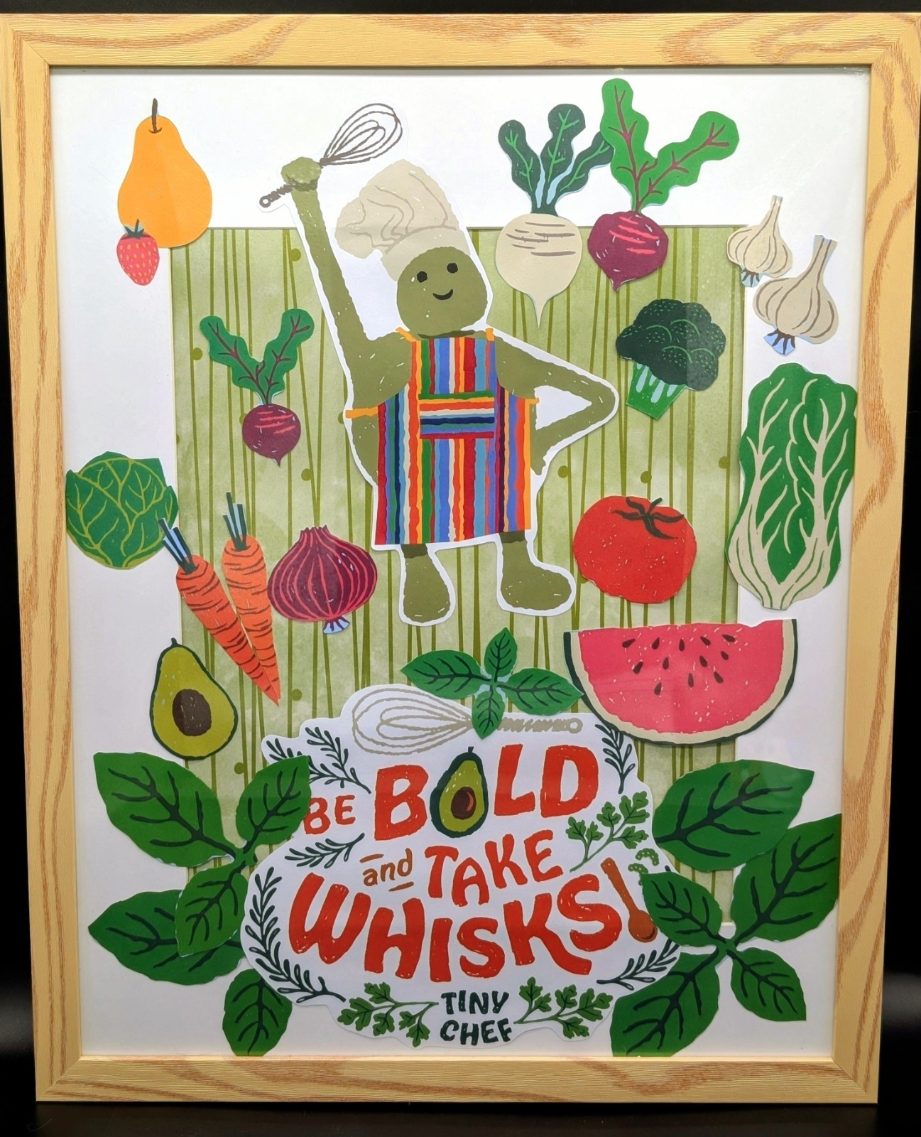 The Tiny Chef Show Be Bold Framed 11"X14" Original OOAK Collage Wall Art