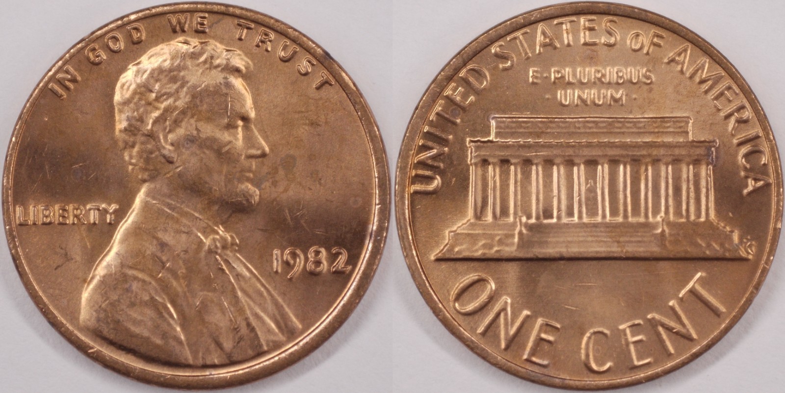 United States 1982 1 Cent [Bronze Large Date] Lincoln Memorial KM#201 Bronze