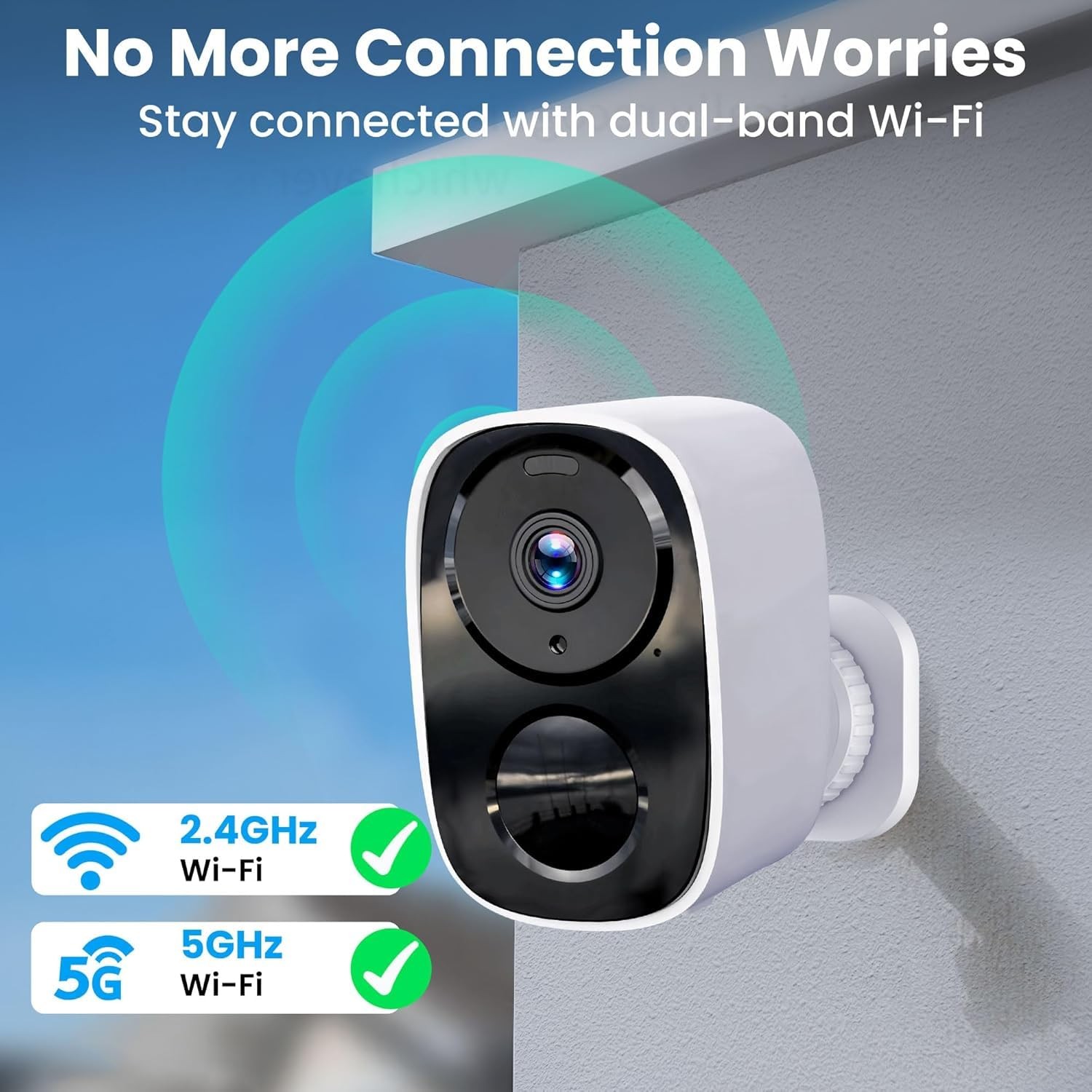 2026 Upgraded 2K Security Cameras Wireless Medium, White-2.4G&5G Camera
