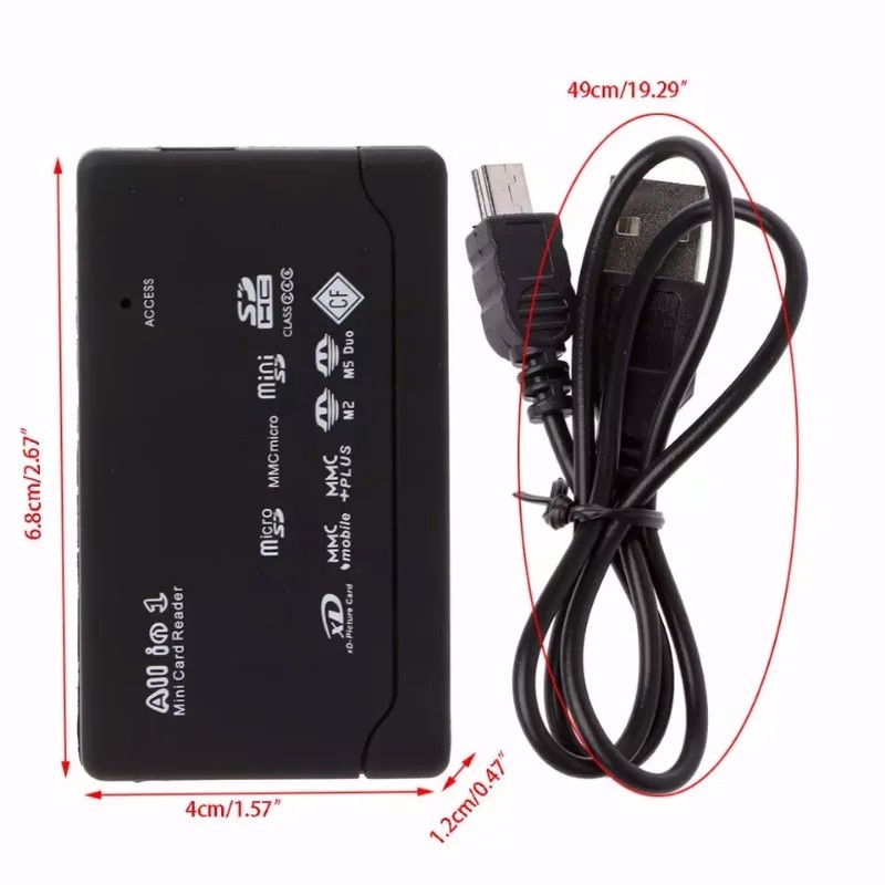 All in One USB Memory Card Reader External Multi Hub Adapter for SD TF CF xD MS