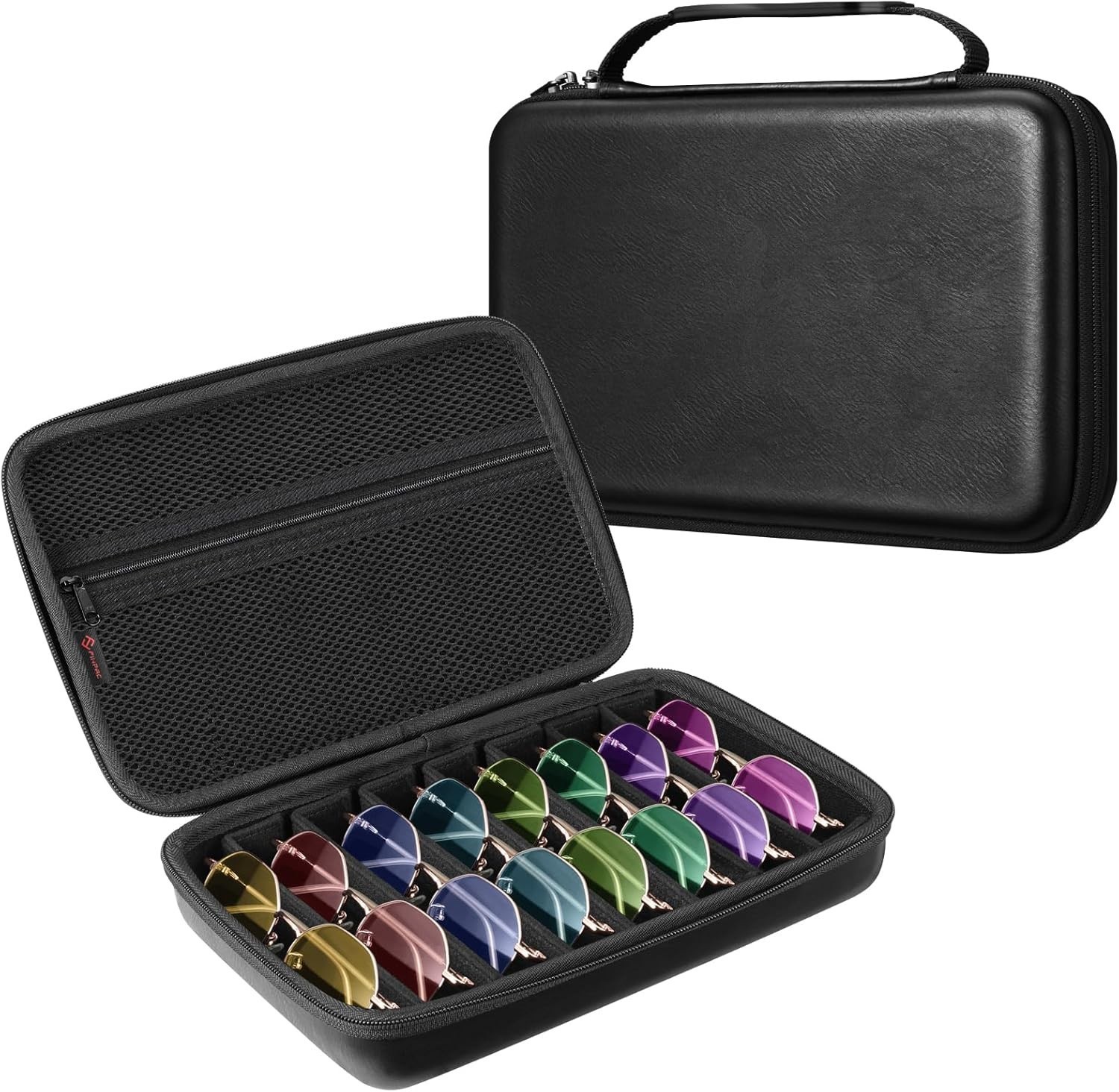 Hard EVA Travel Sunglasses Organizer Case with 8-Slot Adjustable Compartments