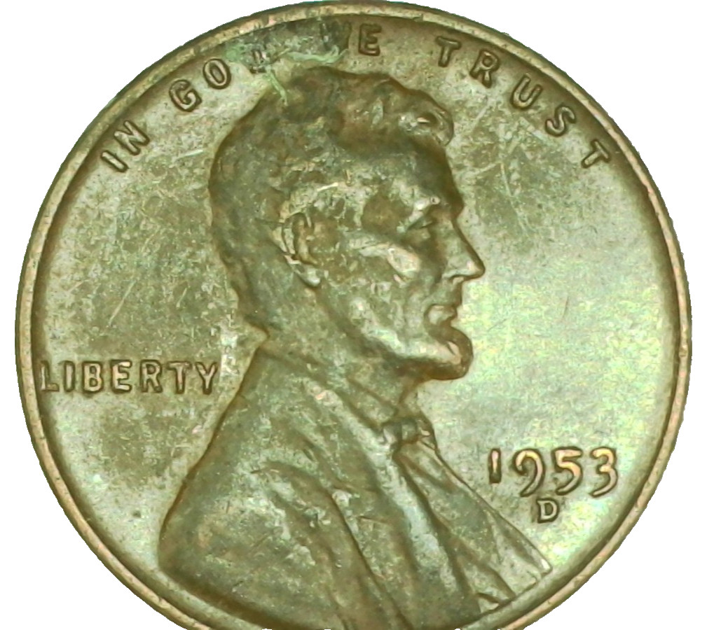 US 1953 D Lincoln Wheat Cent Copper Penny Ungraded Circulated Denver Mint Fine