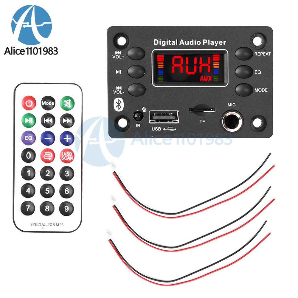 DC7-16V Bluetooth MP3 Decoder Board Car Audio Microphone USB FM Player Speaker