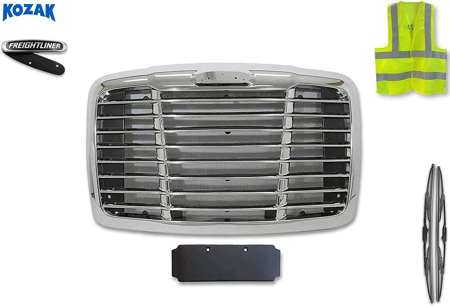 Chrome Front Hood Radiator Grille With Bug Screen Freightliner Cascadia 2008-16