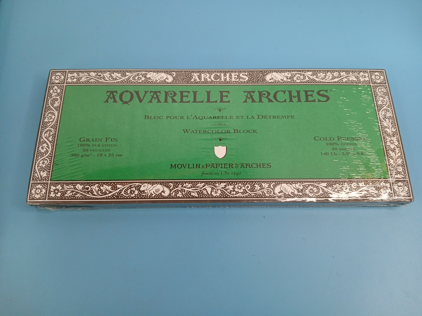 ARCHES Aquarelle Watercolor Block 300gsm/140lb 10x25cm 3.9"x9.8" Cold Pressed