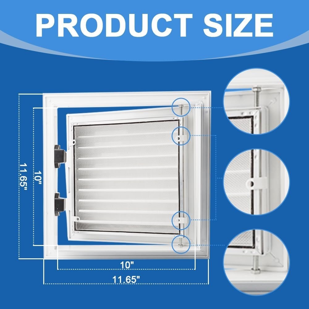 CREZONE 12 x 12 in Access Panel Vent for Drywall with Push-Button Switch White