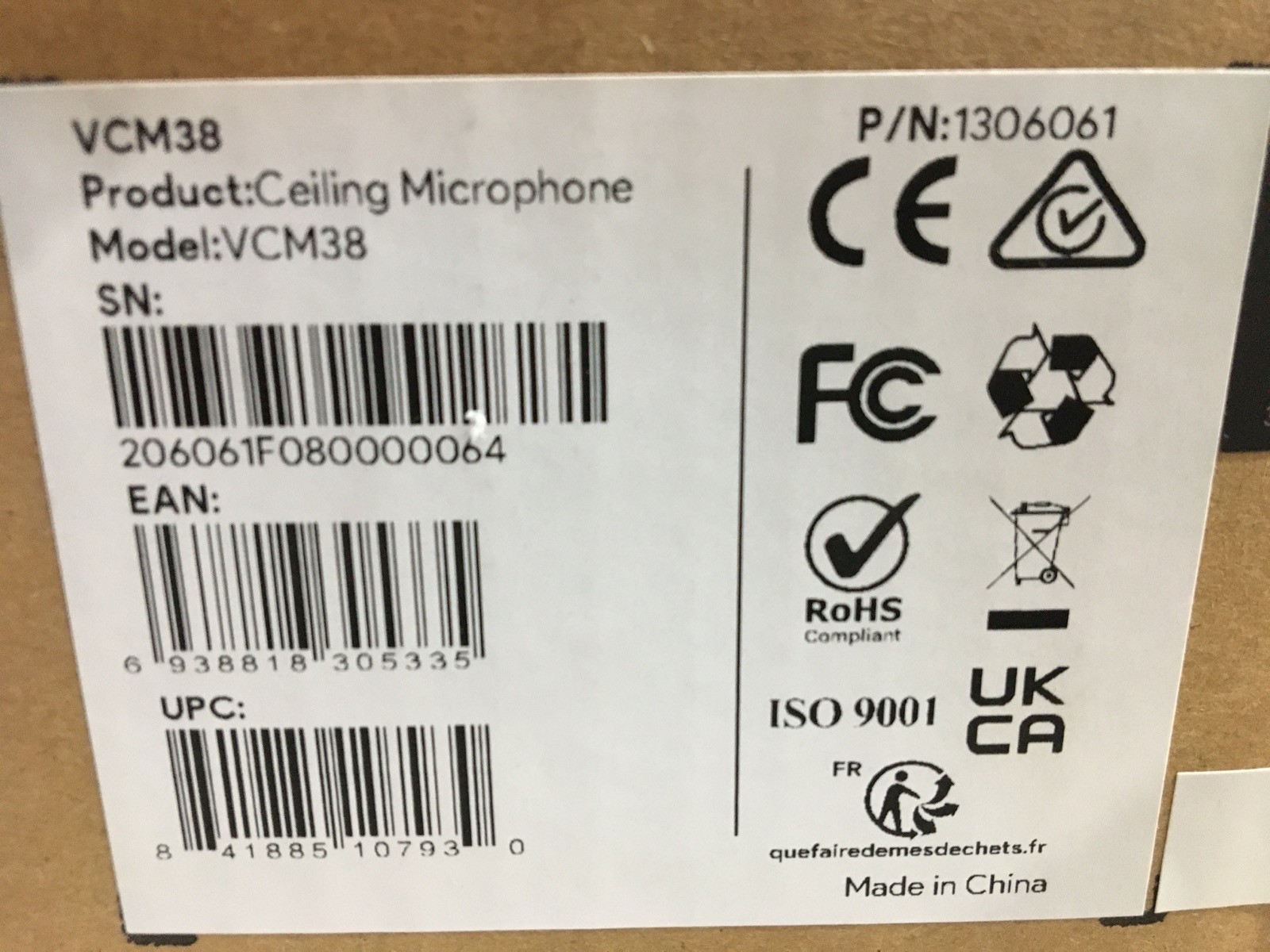 Yealink VCM38 Ceiling Microphone (New in Open Box)