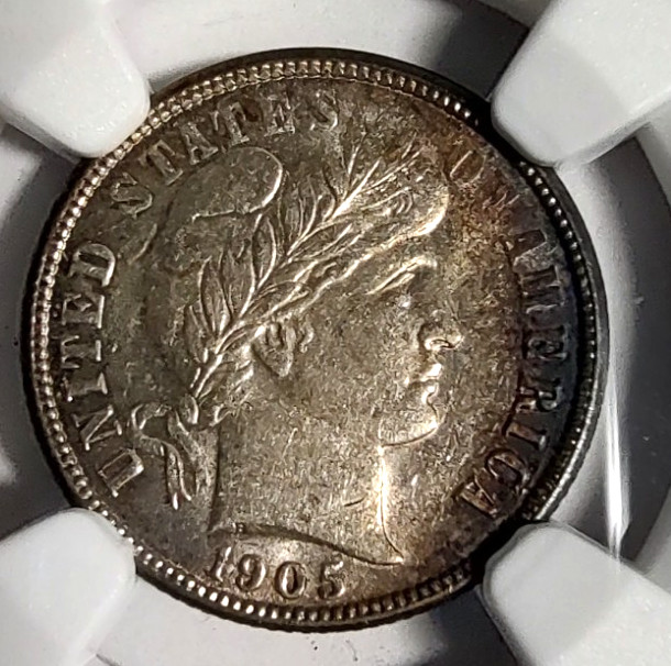 1905 Barber Silver Dime 90% 10C NGC AU 58
