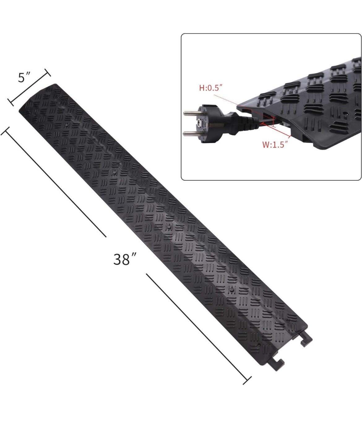Small 3Pack Floor Cord Cover Cord Protector Drop Over Drop Trak Cable Ramp Black