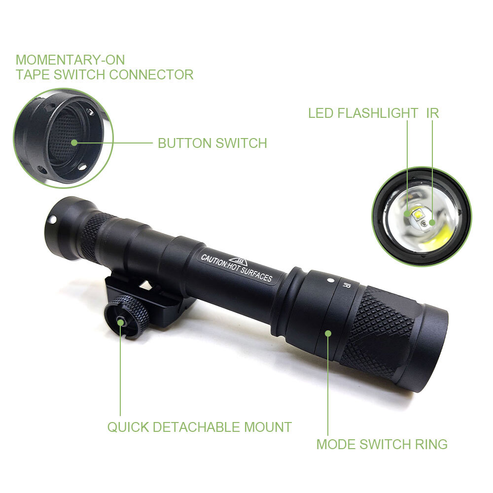 Tactical M600 IR Weapon light LED Flashlight with Pressure Switch M600V-IR US