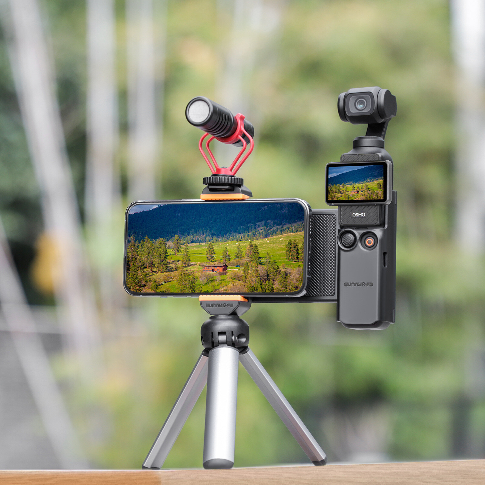 For DJI Osmo Pocket 3 Camera Bracket Phone Clamp Holder with Filter Storage Box