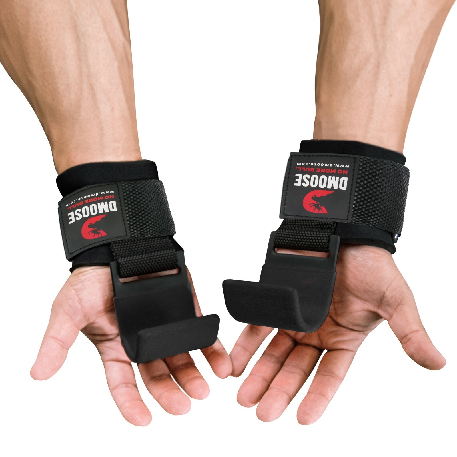 DMoose Weight Lifting Hooks (Pair), Hand Grip Support Wrist Straps for Deadlift