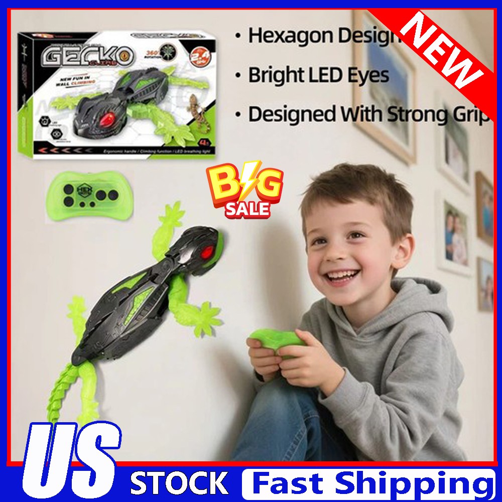 Wall Climbing Gecko Toy Rechargeable RC Robot-Drives on Walls Kids Gift Xmas KU