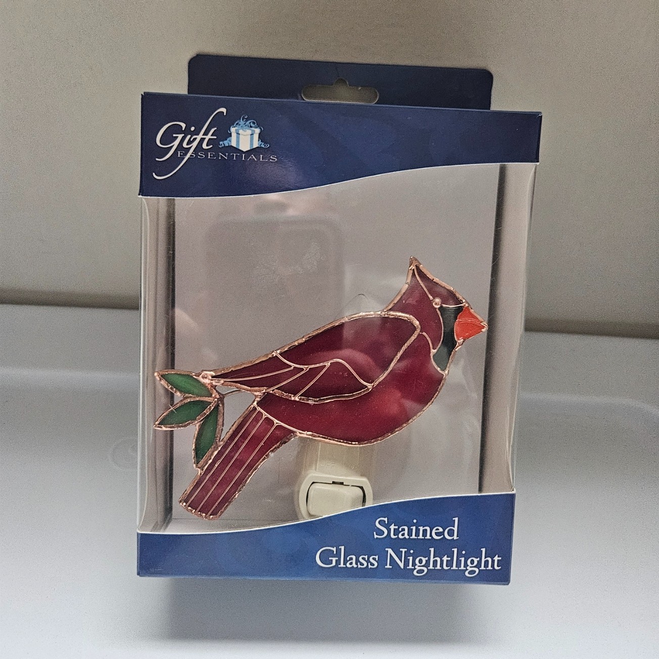 Gift Essentials Cardinal Stained Glass Night Light Bird Plug-In  HAND CUT GE266