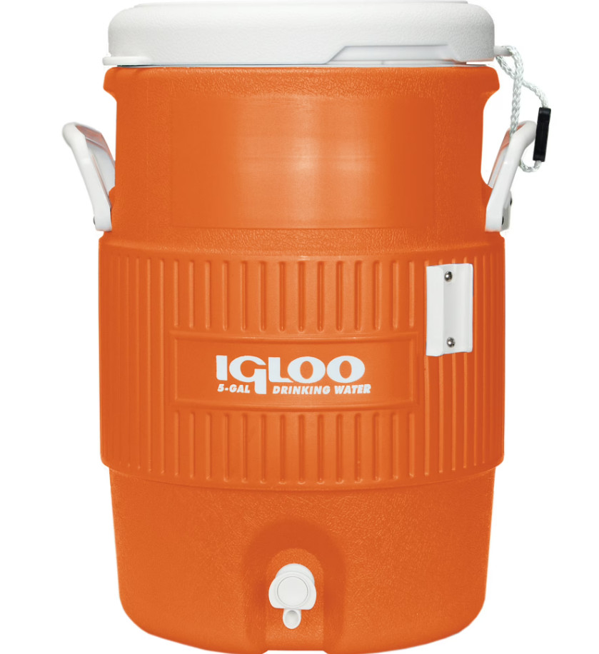 Igloo 5 Gallon Heavy-Duty Beverage Cooler – Durable Orange Cooler for Drinks