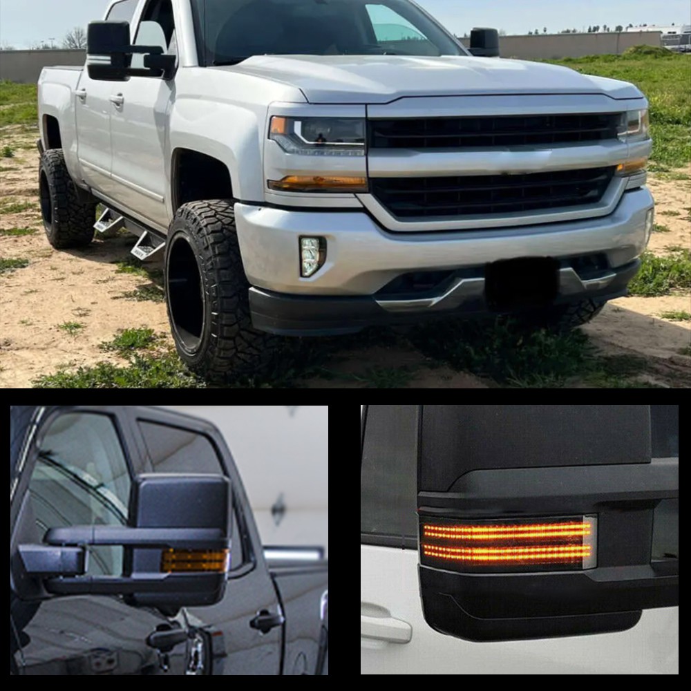 LED Clear Switchback Tow Mirror Signal Lamp For 14-18 Chevy Silverado GMC Sierra