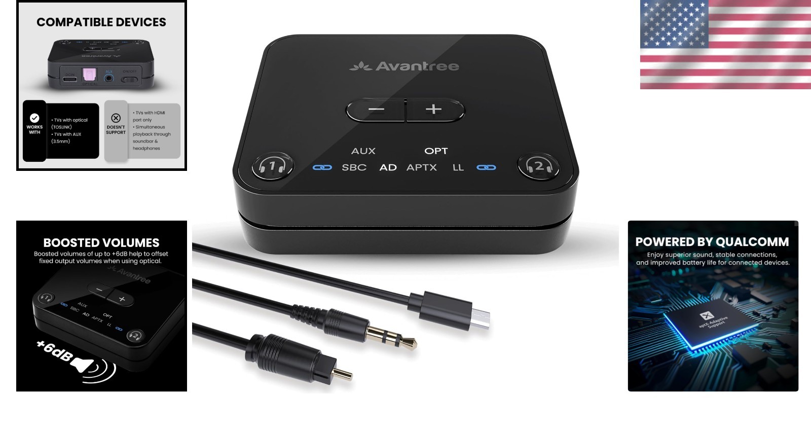 High-Quality Audikast 3 Bluetooth Transmitter - Optical & AUX, aptX Adaptive