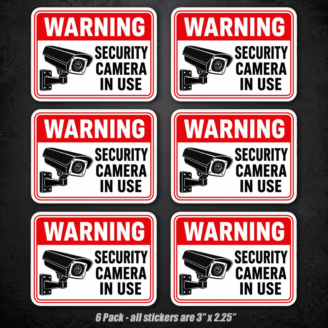 6pk Security Camera In Use Stickers Warning CCTV Video Surveillance Vinyl Decals