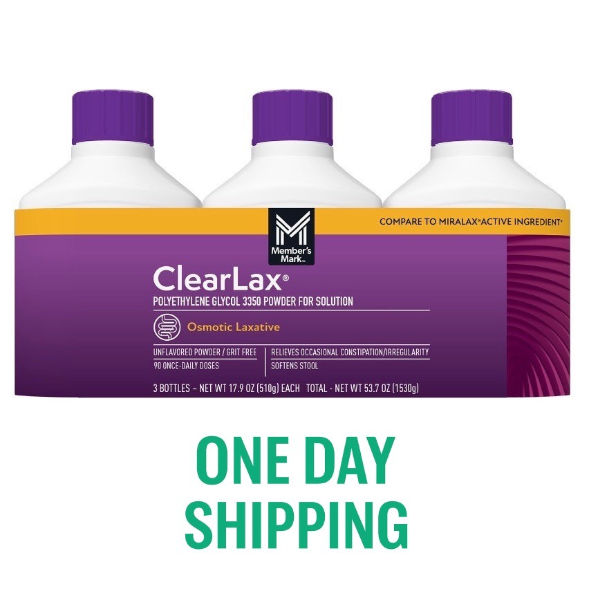 Member's Mark ClearLAX Polyethylene Glycol 3350 Powder 17.9 oz 3 Pack