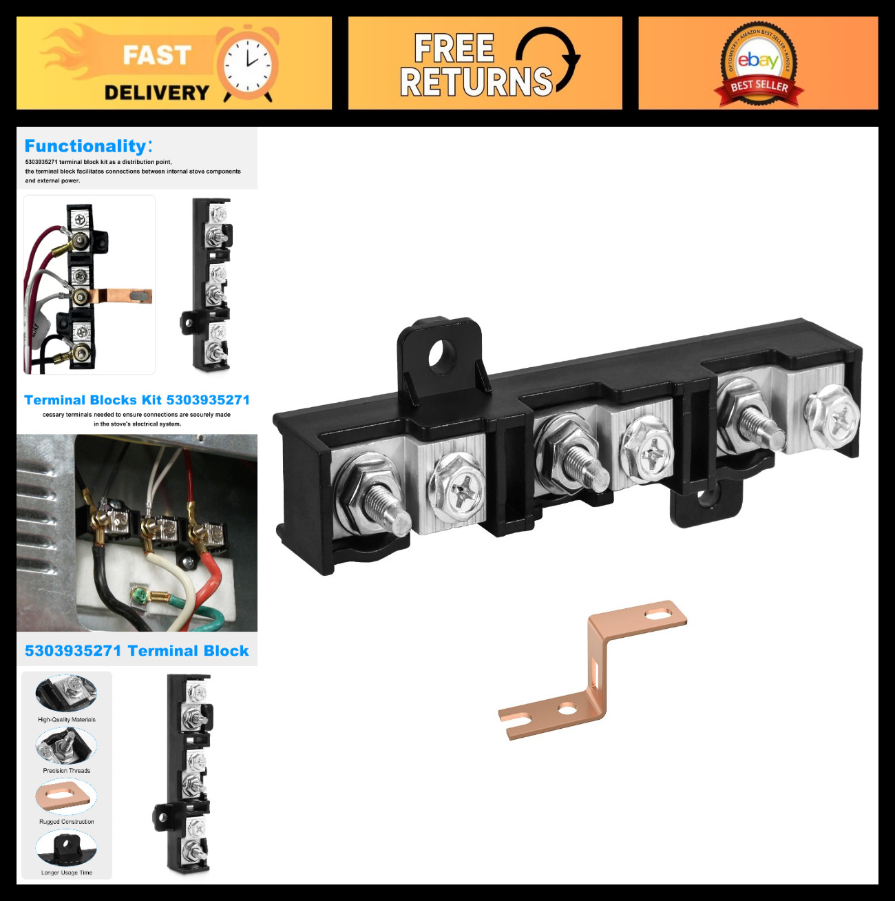Oven Terminal Block Kit Replacement for Range/Stove/Oven Parts - Compatible with