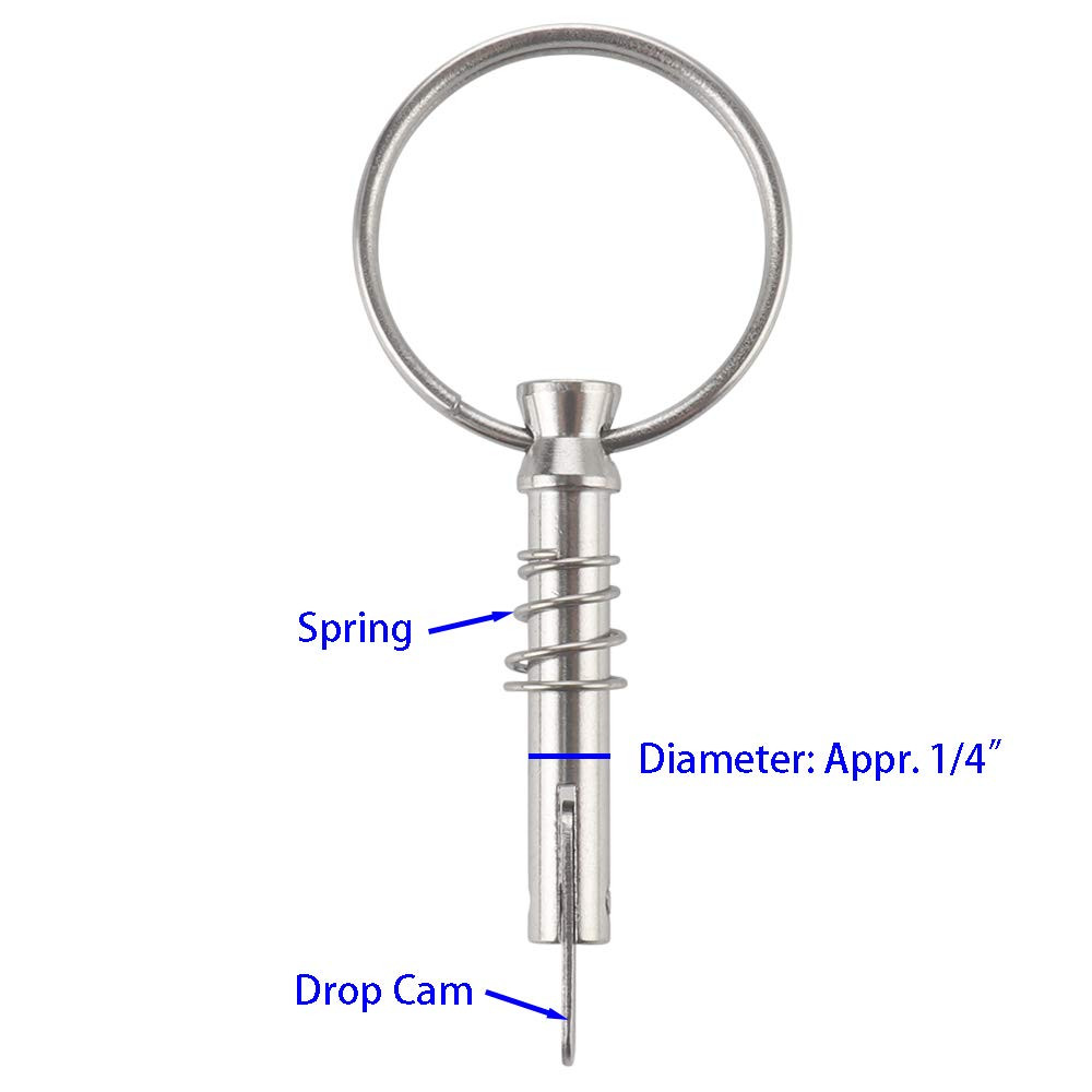 4 Pcs 1/4 Quick Release Pins Marine Grade 316 Stainless Steel Bimini Top Pins