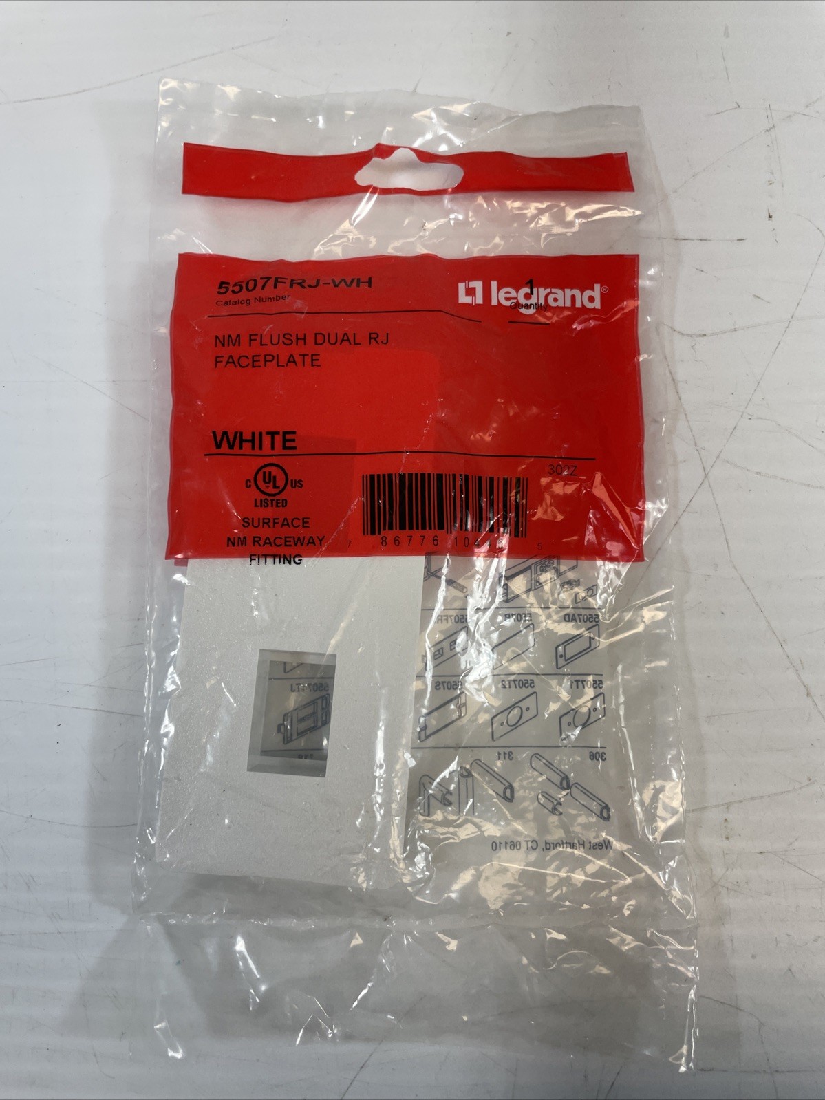 Legrand Wiremold 5507FRJ-WH Flush Face Plate White New