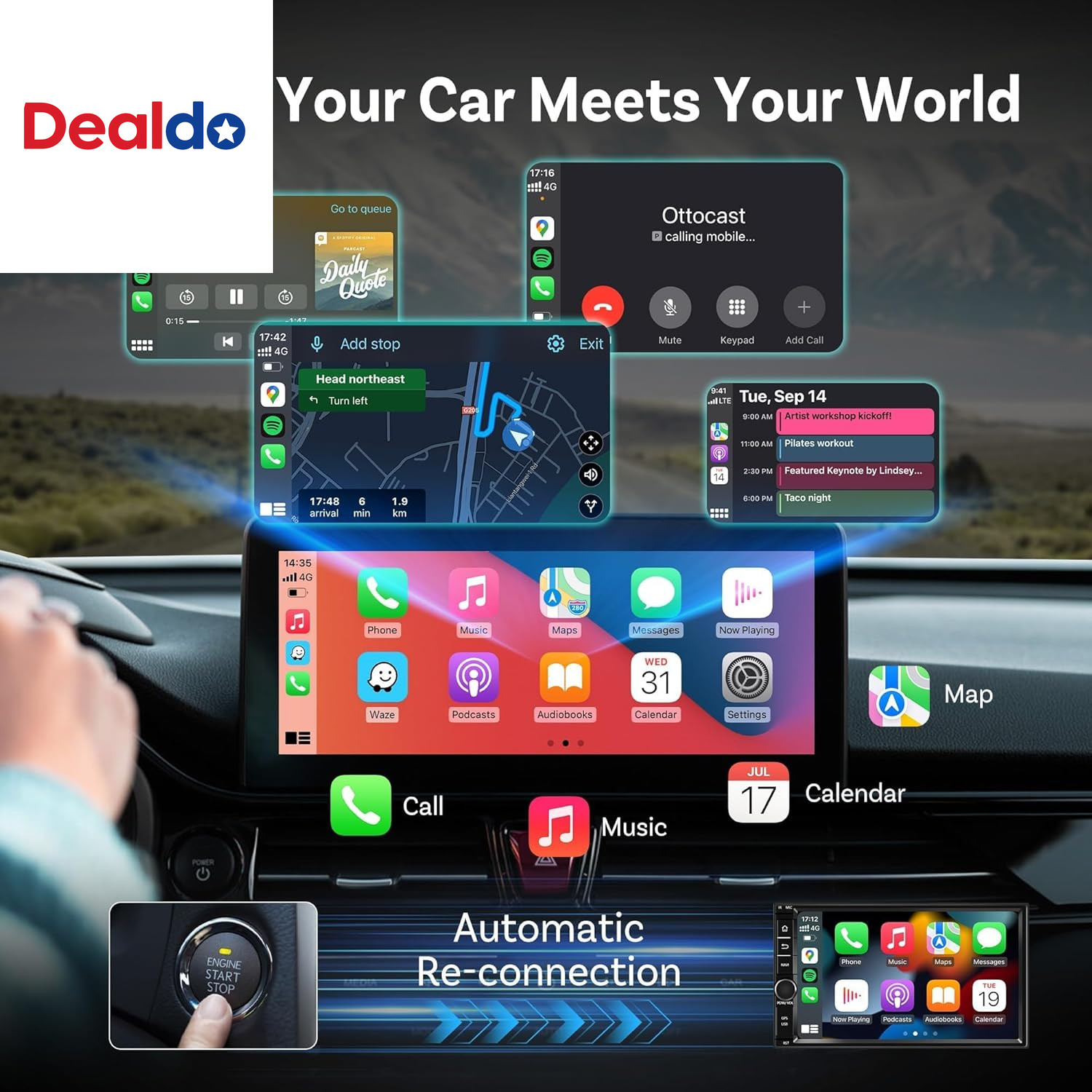 Mini Dongle Wireless Carplay Adapter for Iphone & Android Auto Adapter 2-In-1 Co