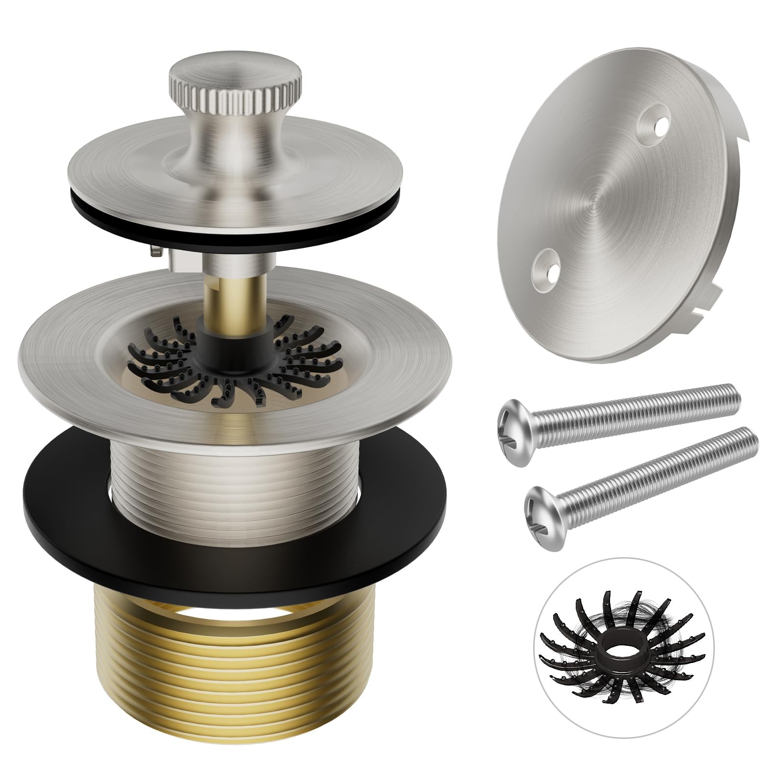 Brushed Nickel Tub Drain Stopper Bathtub Drain,