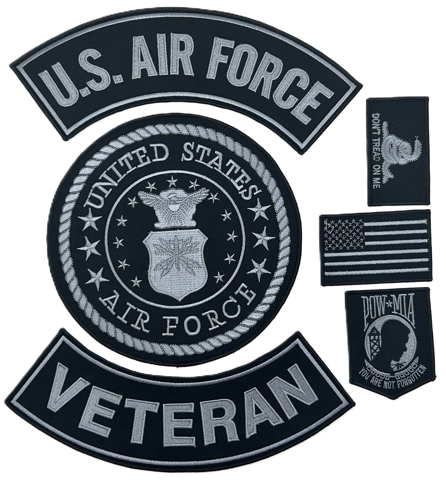 U.S. AIR FORCE SEAL VETERAN MILITARY MOTORCYCLE VEST LOT OF 6 PATCHES