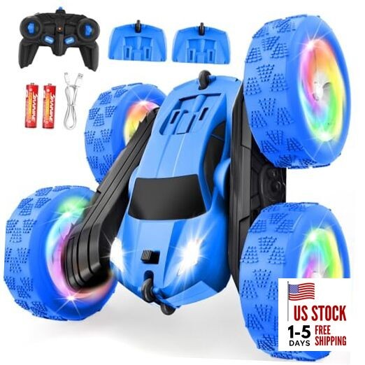 Remote Control Car, Outdoor Toys RC Cars for Kids Ages 6-12, 4WD Double C-blue