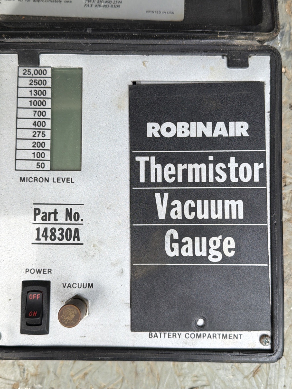 Thermistor Vacuum Gauge Robinair 14830A (untested)