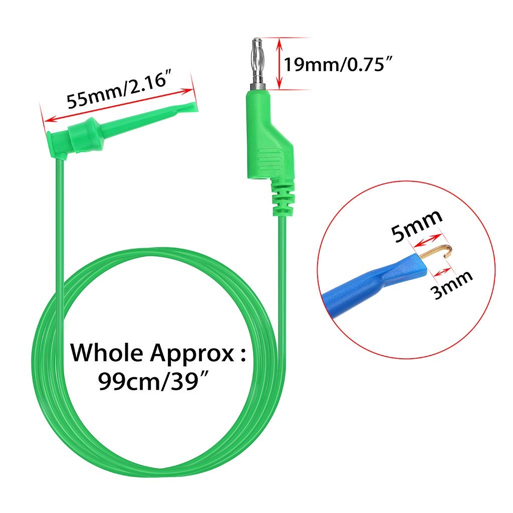 39 Inch Multimeter Test Lead Set 5 Pcs Stackable Banana Plug To Test Hook Wire C