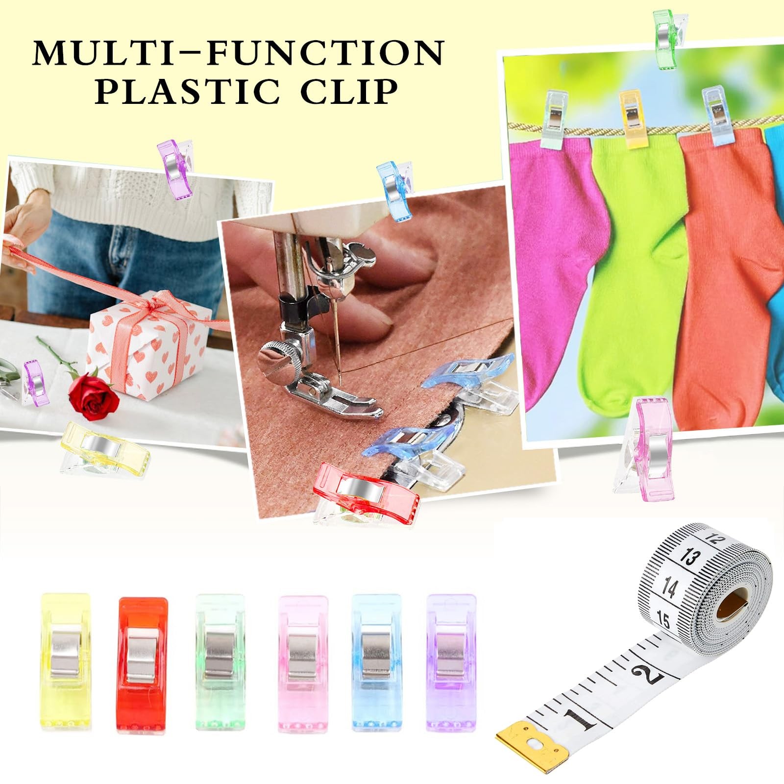 Premium Plastic Clips, Multipurpose Sewing Clips Quilting Colorful