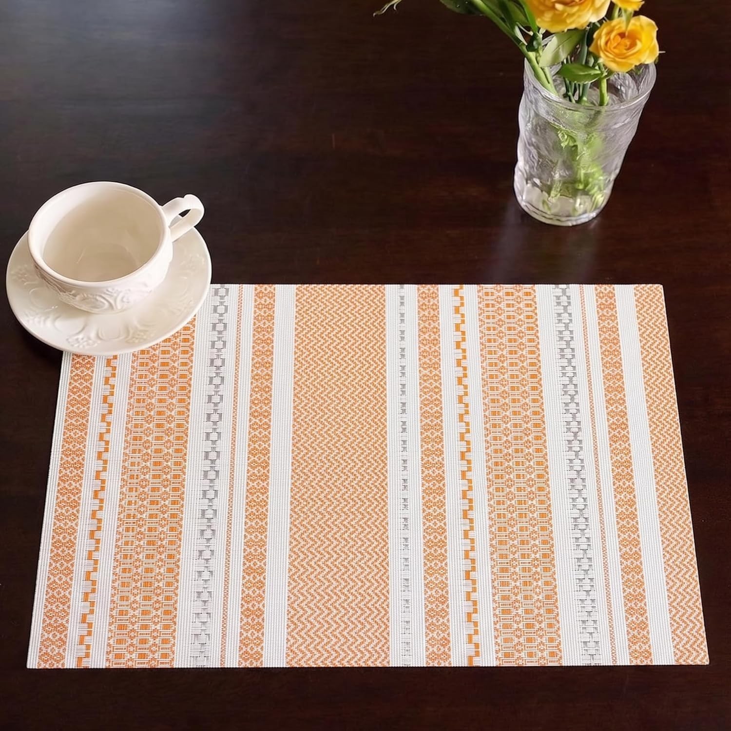FAVE Easter Placemats Set of 6, Durable Spring Woven Place Mats Washable Heat...