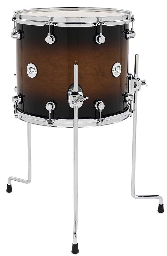 DW Design Series Maple Floor Tom, 12x14, Tobacco Burst Gloss Lacquer w/Chrome