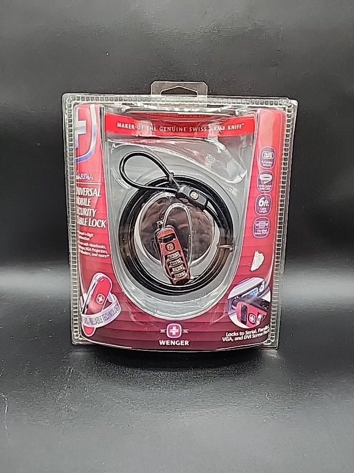 Wenger Security Lock 6ft cable lock for Screw Ports Serial, Parallel, VGA, DVI
