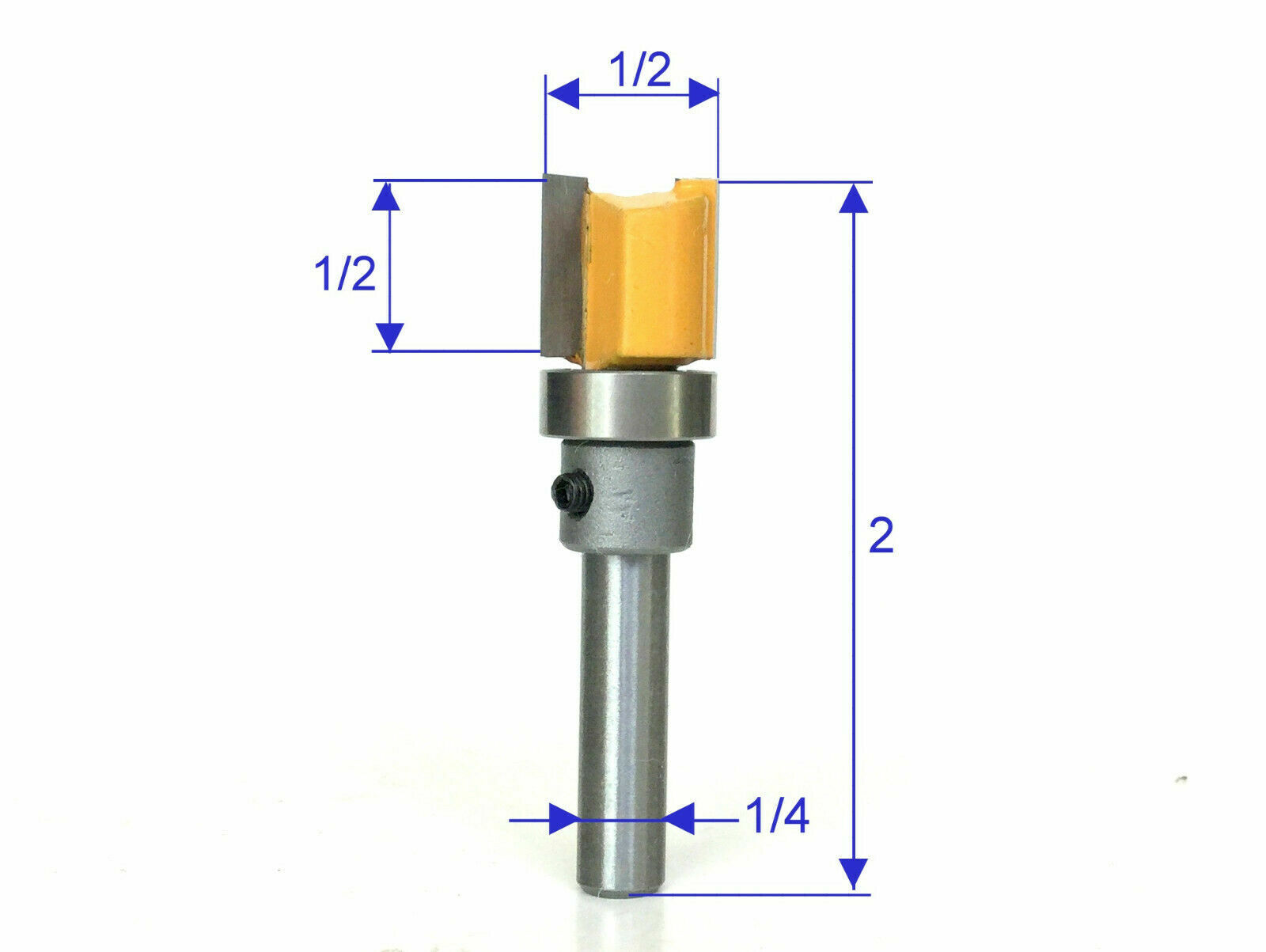 1 pc 1/4" Shank with Top Bearing Dado 1/2x1/2 Blade Flush Trim Pattern Bit S
