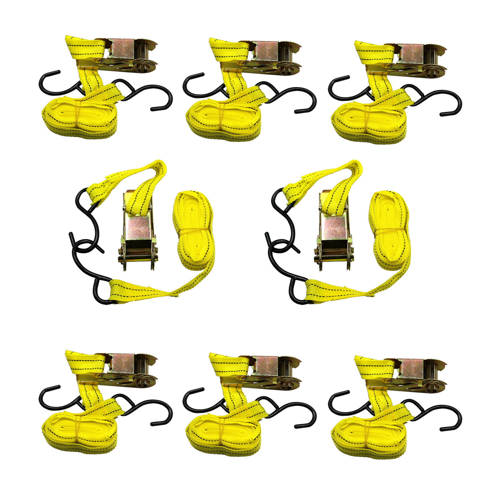 8 Ratchet Tie Down Straps Nylon 13 Ft x 1 inch Duty Buckle Series