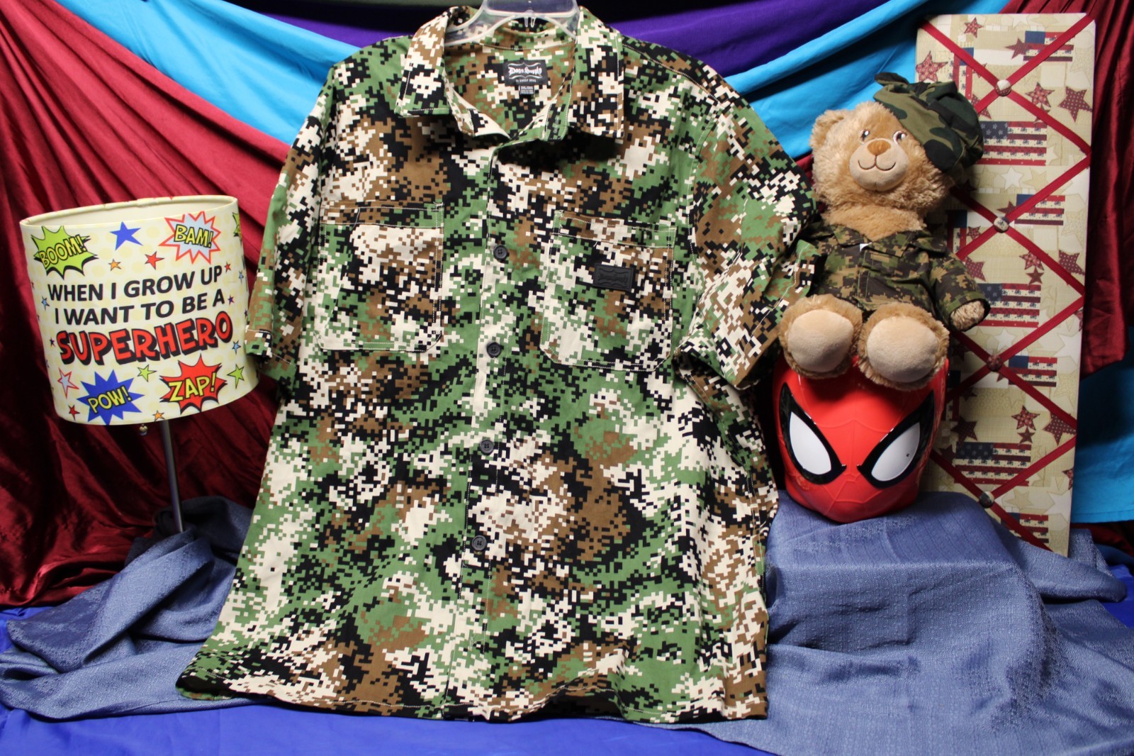 Dogg Supply by Snoop Dogg Men's Digital Camo Button Down Casual Shirt Size 2 XXL