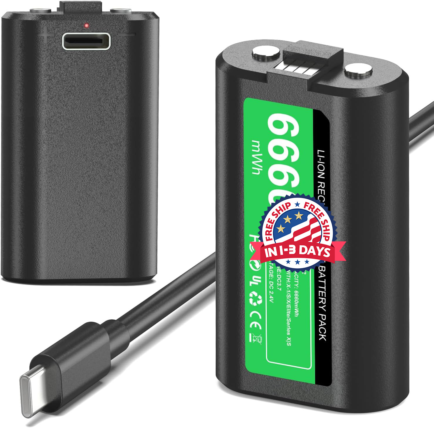 Batería recargable para mando de Xbox One/Xbox Series X|S (2 x 6660 mWh)