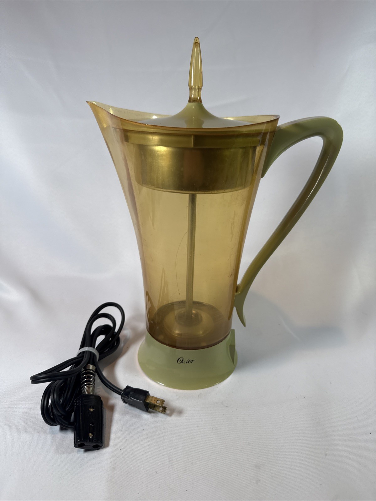 Vtg Oster 10 C Electric Percolator MCM Coffee Maker Green & Amber USA Tested